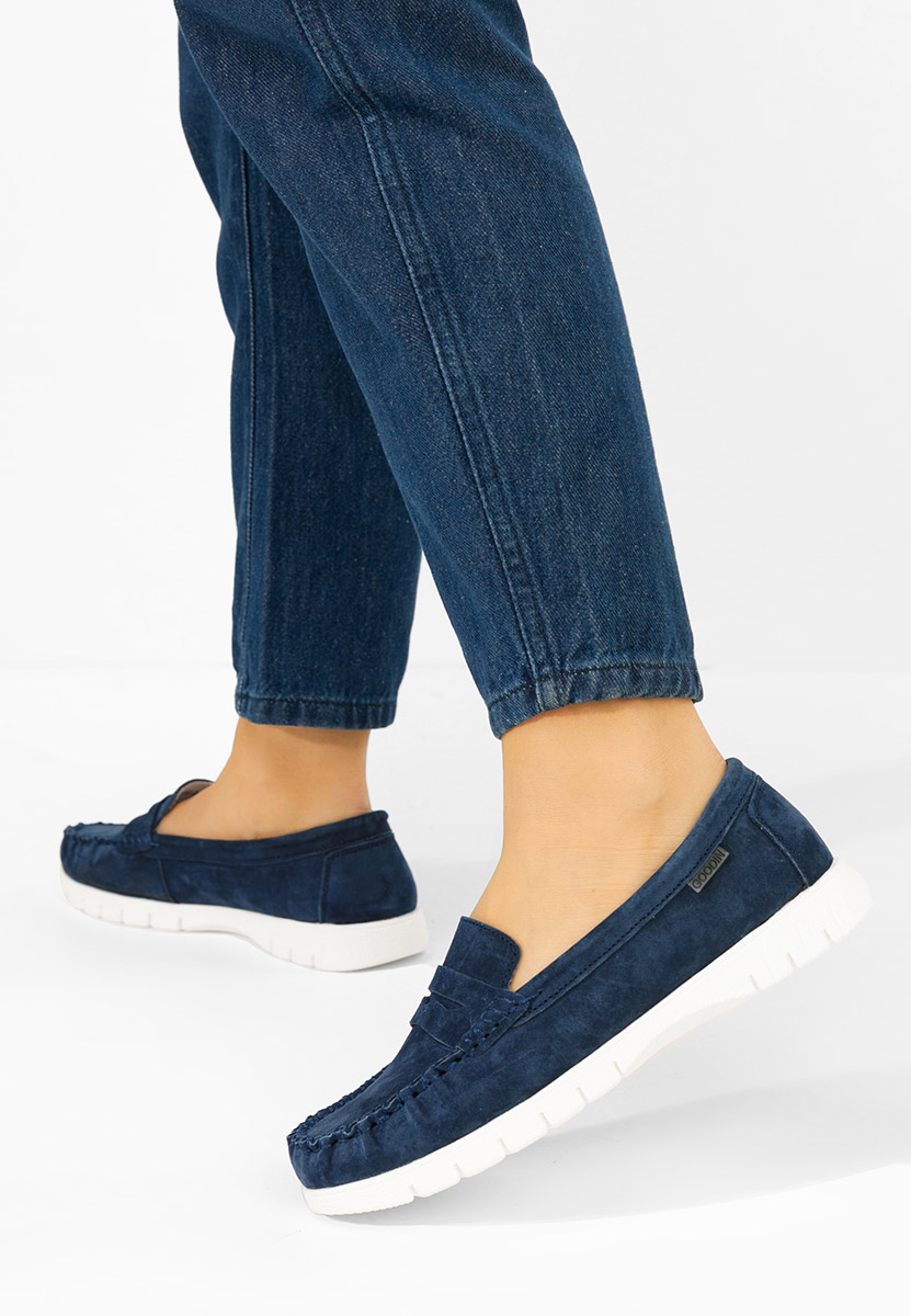 Dariania tengerészkék bőr mokaszin női