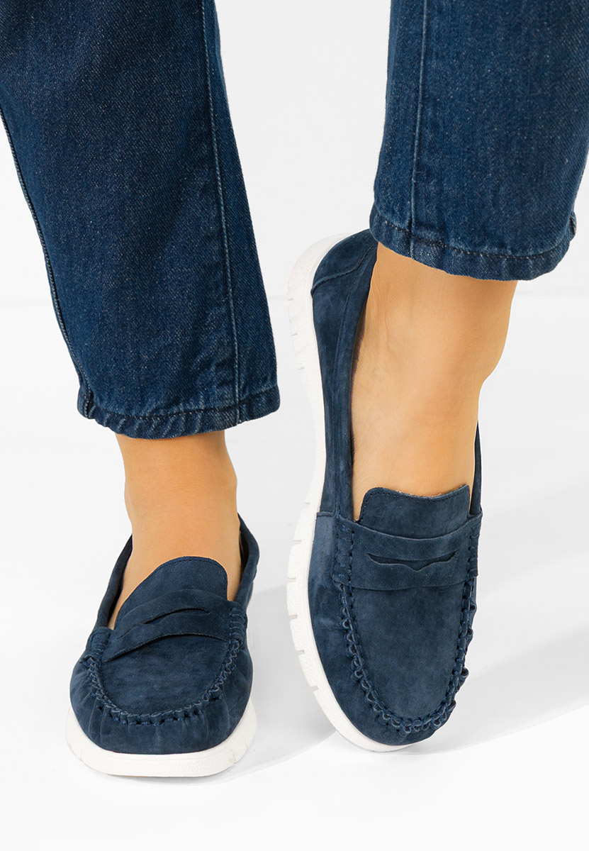 Dariania tengerészkék bőr mokaszin női