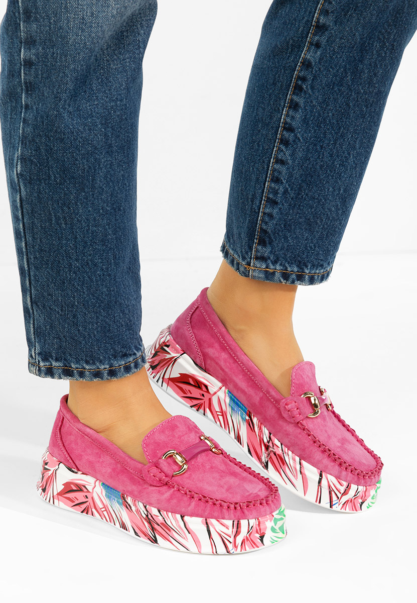 Tanielia fuxia női bőr mokaszin