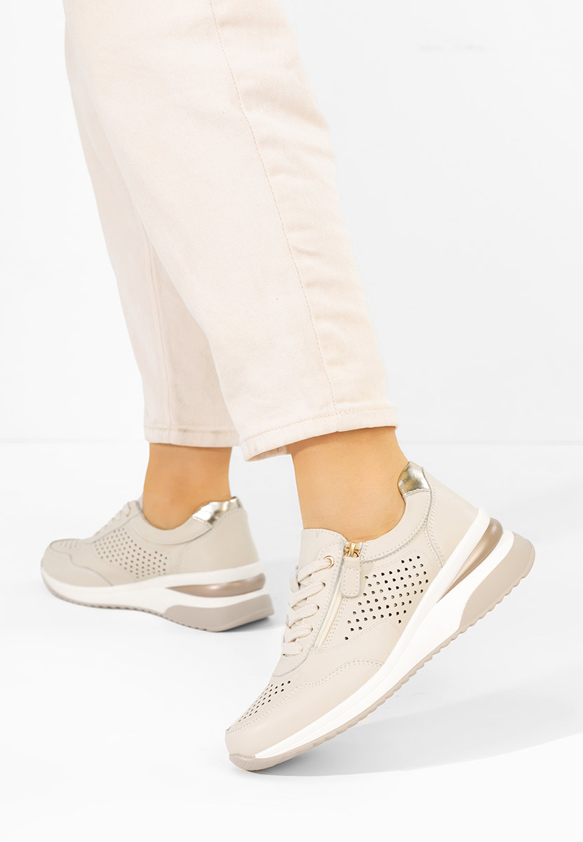 Abrienda bézs női bőr sneaker