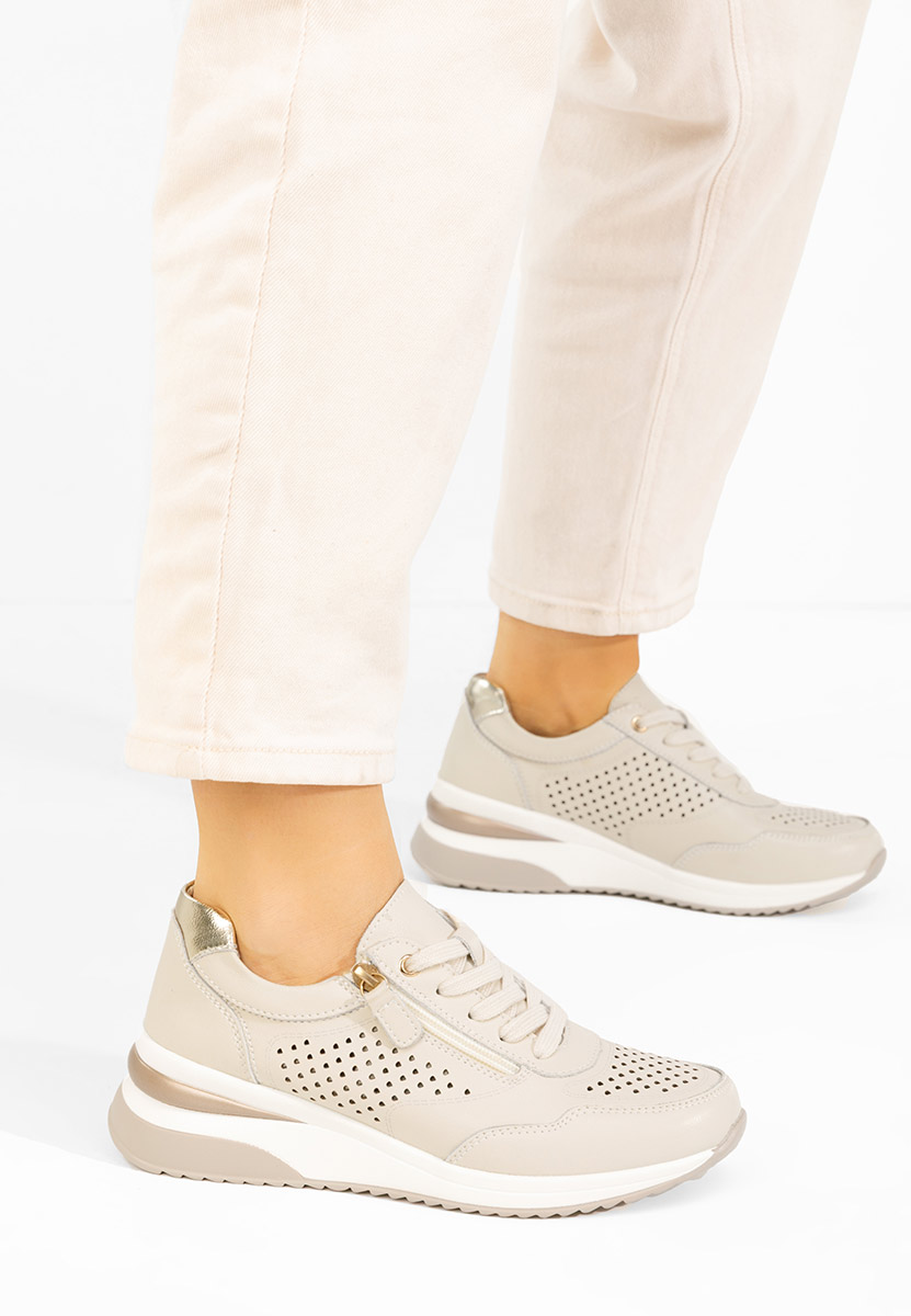 Abrienda bézs női bőr sneaker