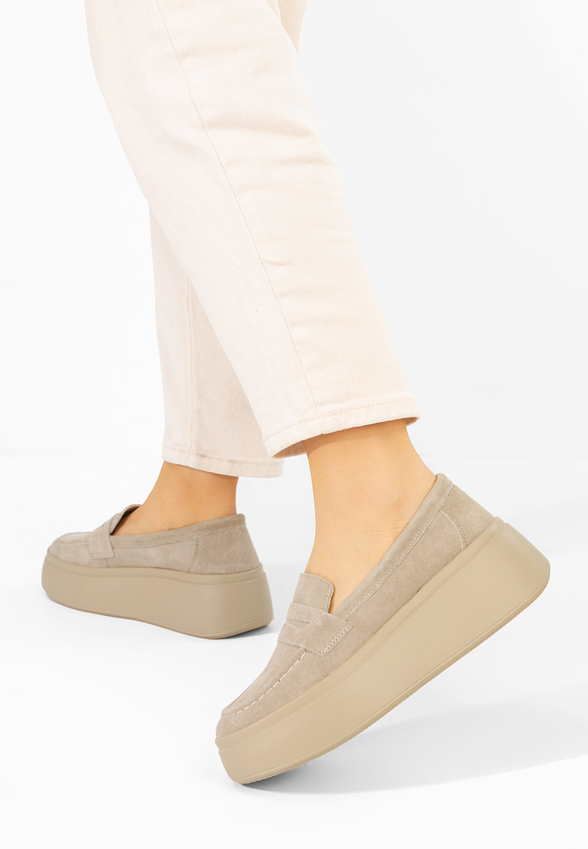 Enissea bézs női bőr mokaszin