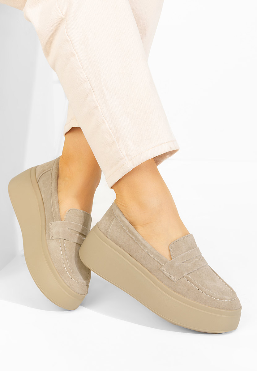 Enissea bézs női bőr mokaszin