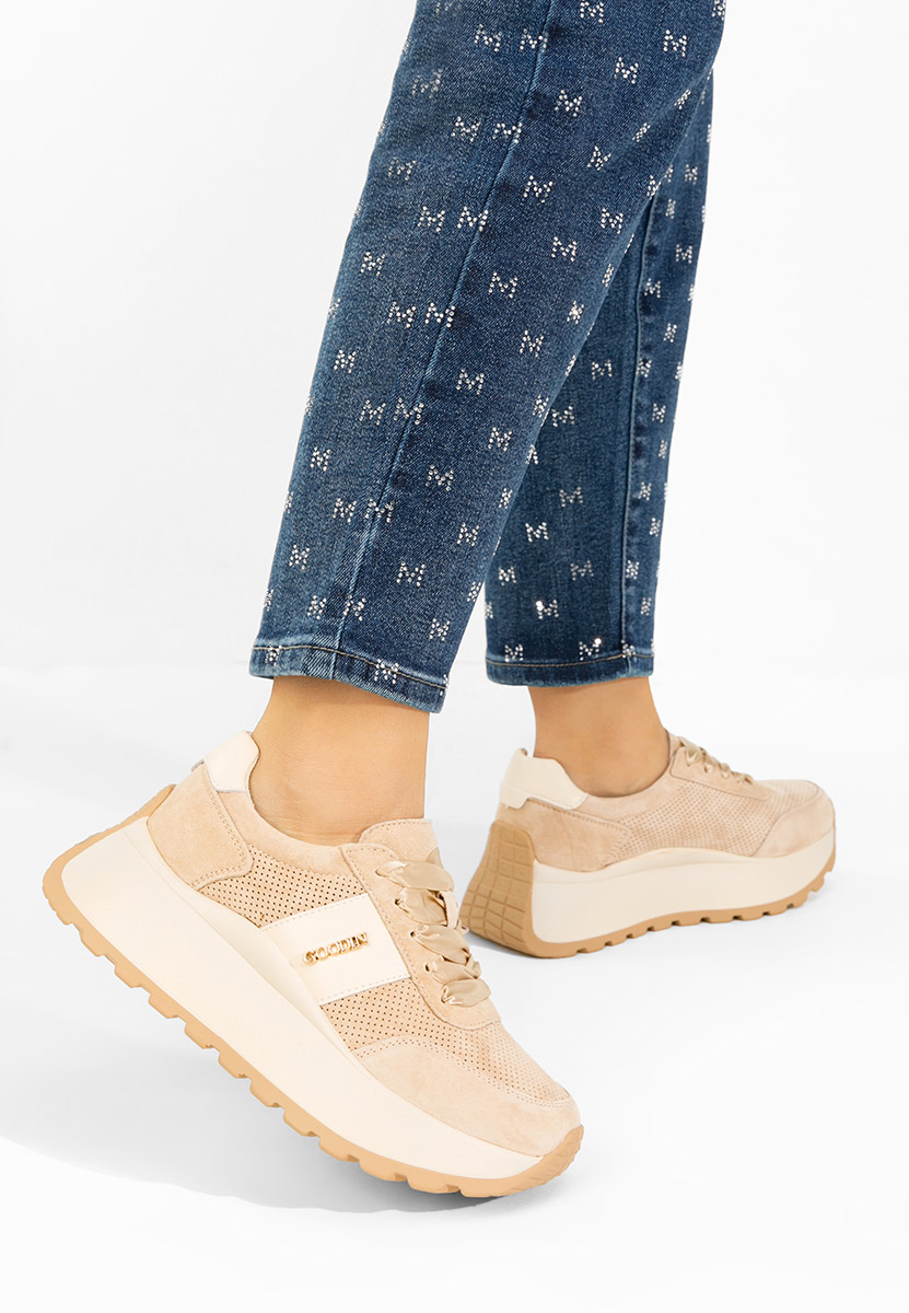 Densia bézs telitalpú platform sneaker