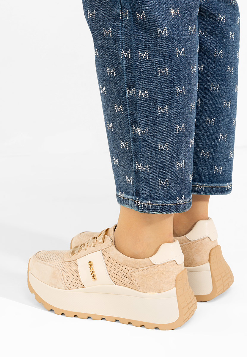 Densia bézs telitalpú platform sneaker