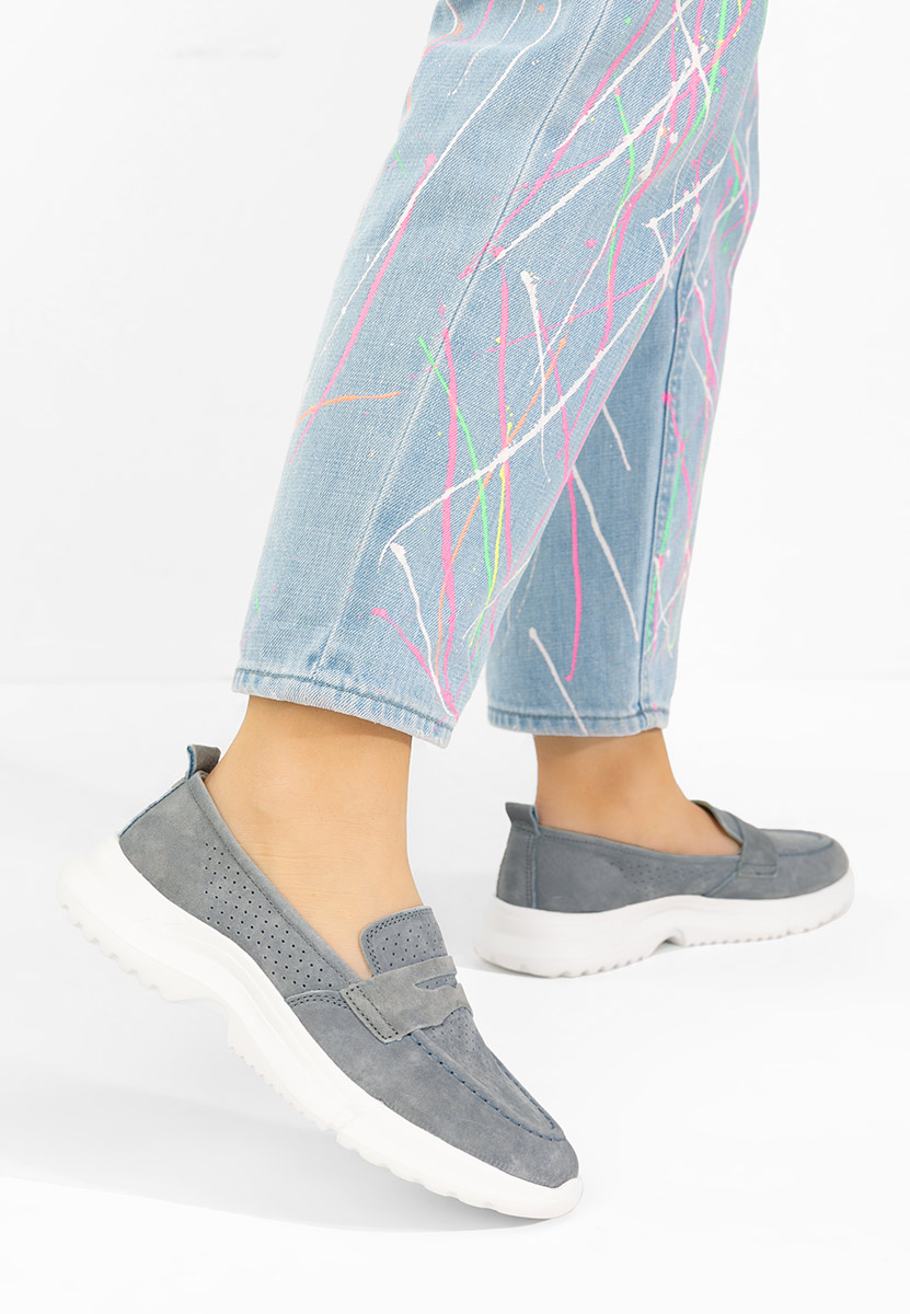 Raluka szürke bőr mokaszin női