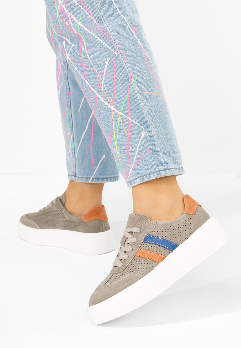 Jiustina szürke női bőr sneaker