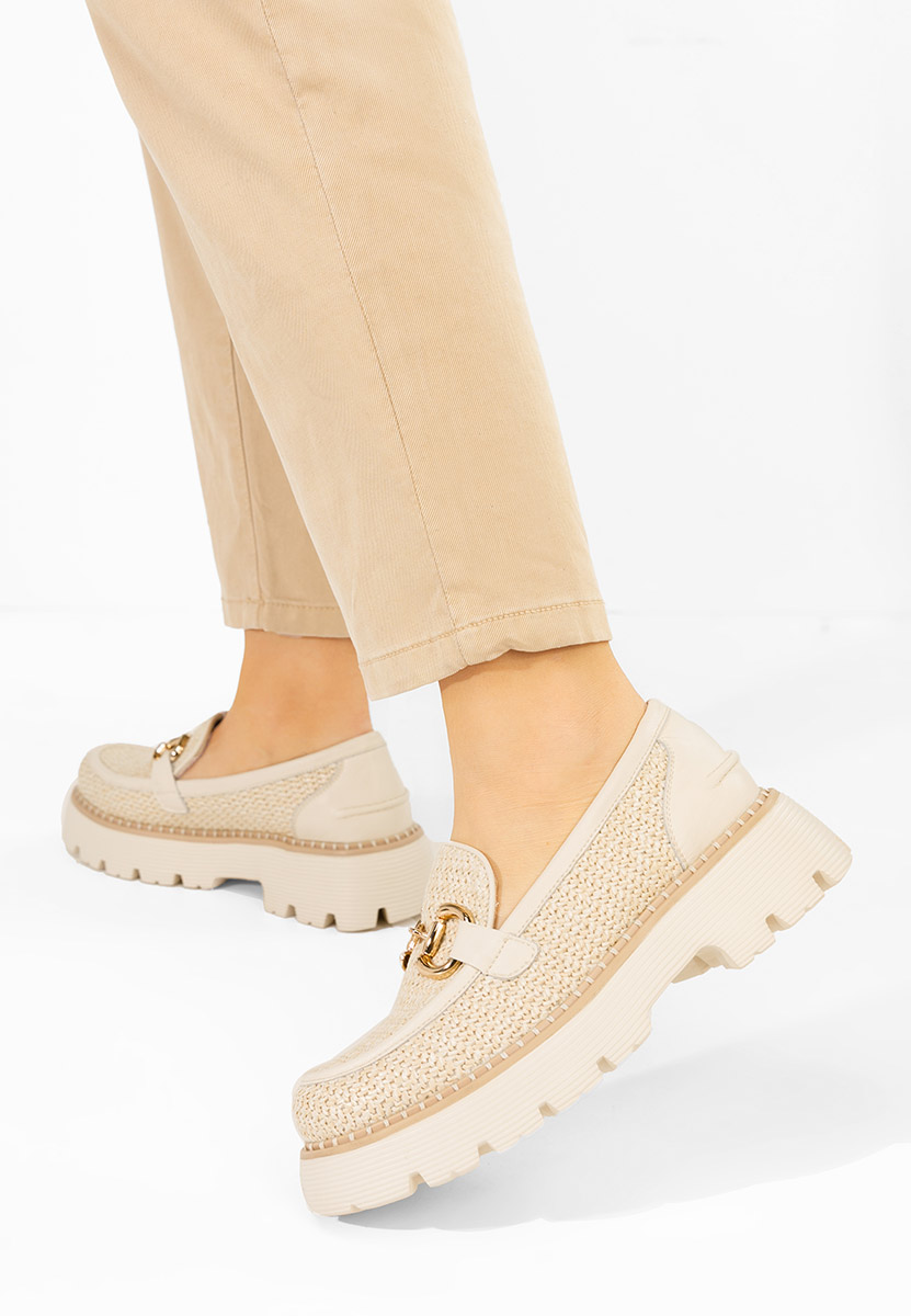 Yolandia bézs bőr mokaszin női