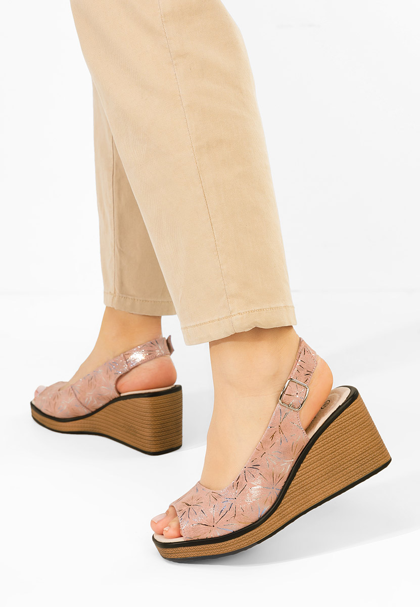 Samiria rózsaszín bőr platform szandál