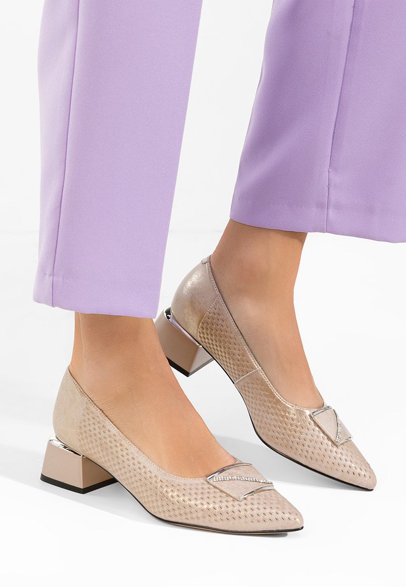 Jennie bézs vastag sarkú magassarkú 