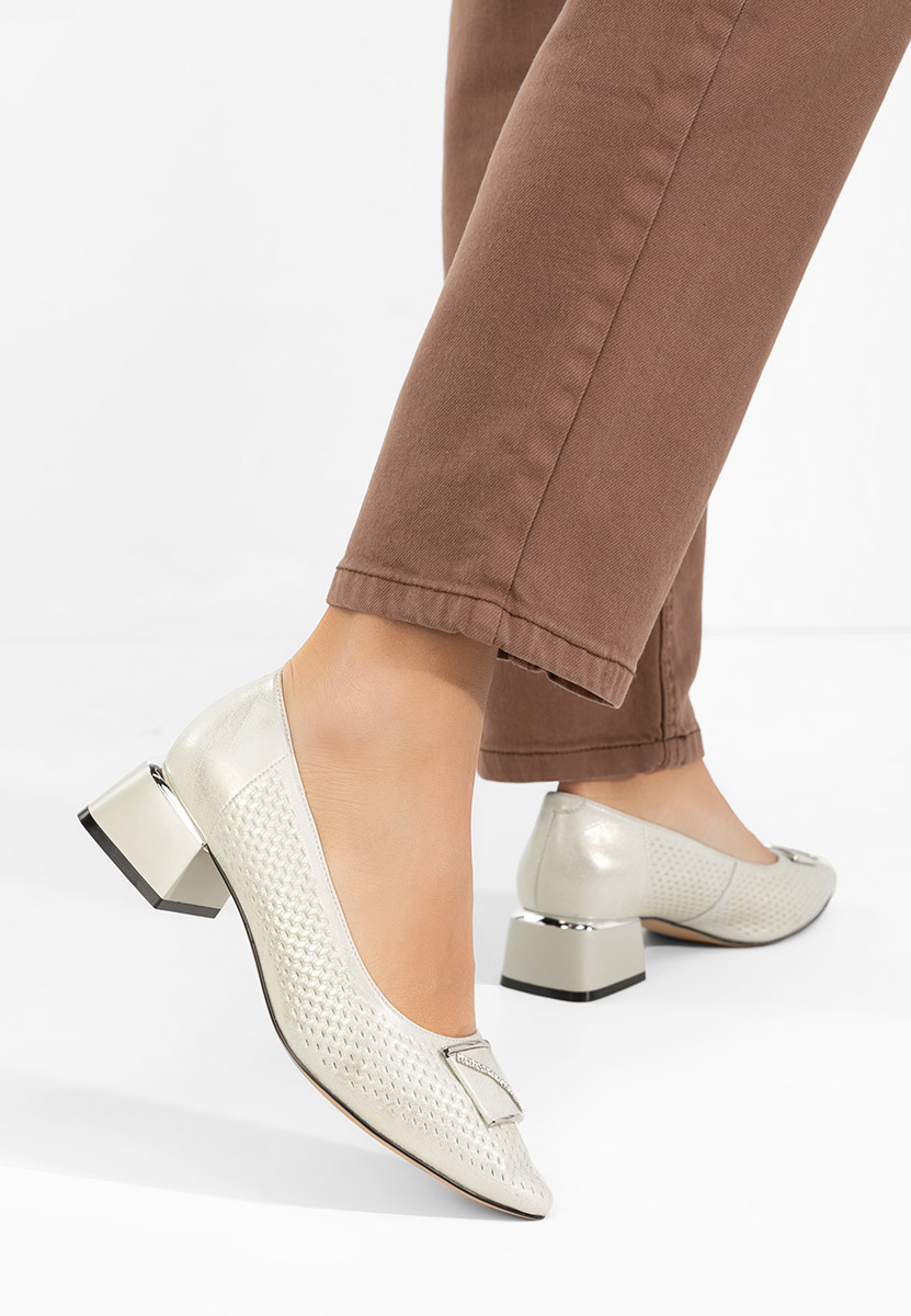 Jennie szürke vastag sarkú magassarkú 