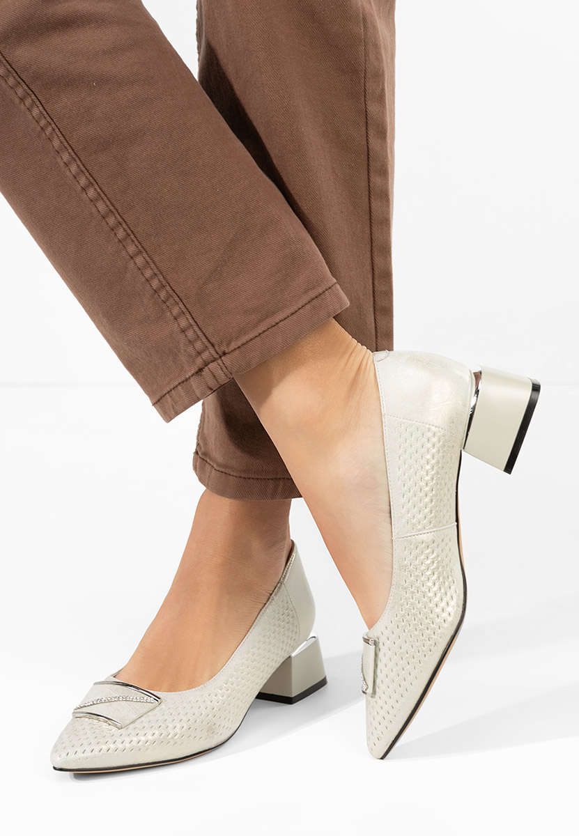 Jennie szürke vastag sarkú magassarkú 