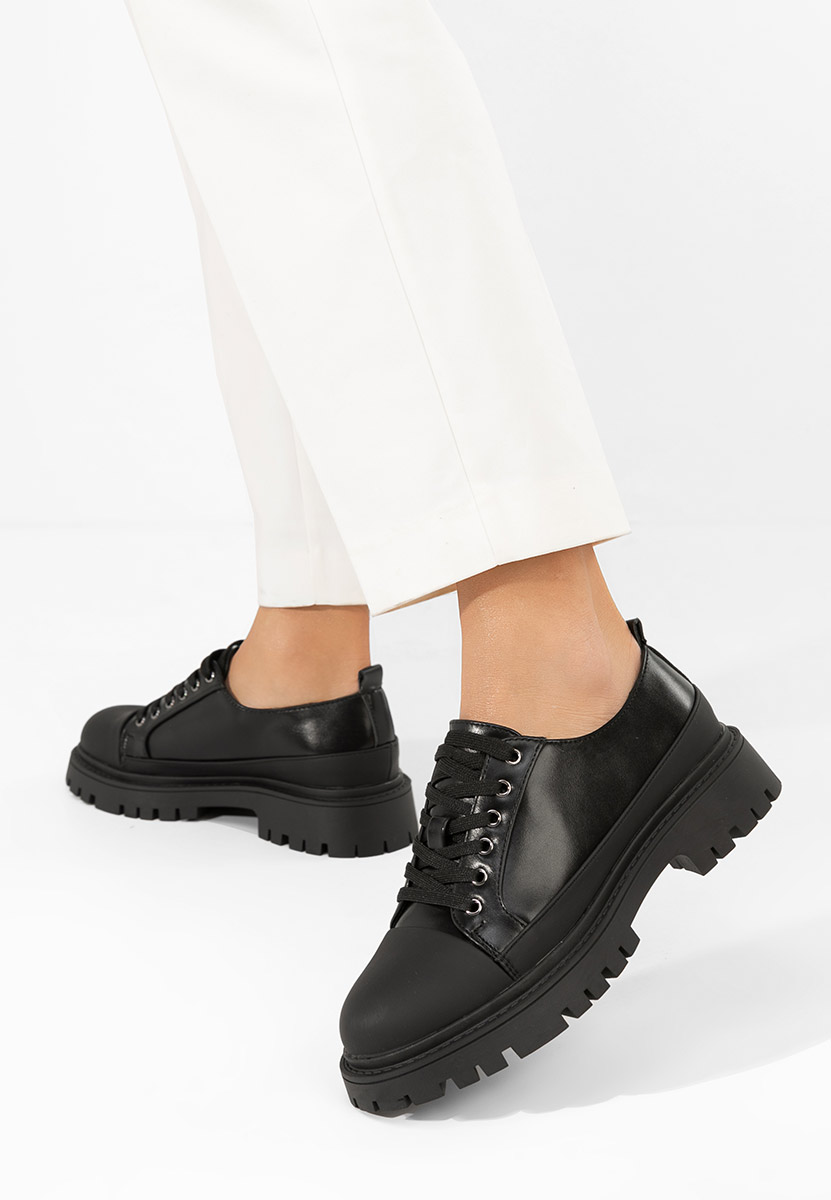Sivelia fekete fűzős női cipő