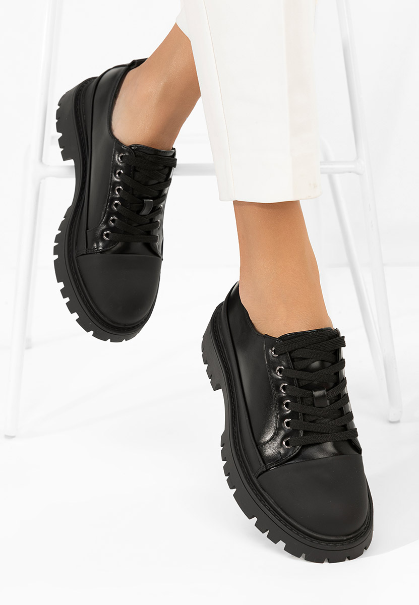 Sivelia fekete fűzős női cipő