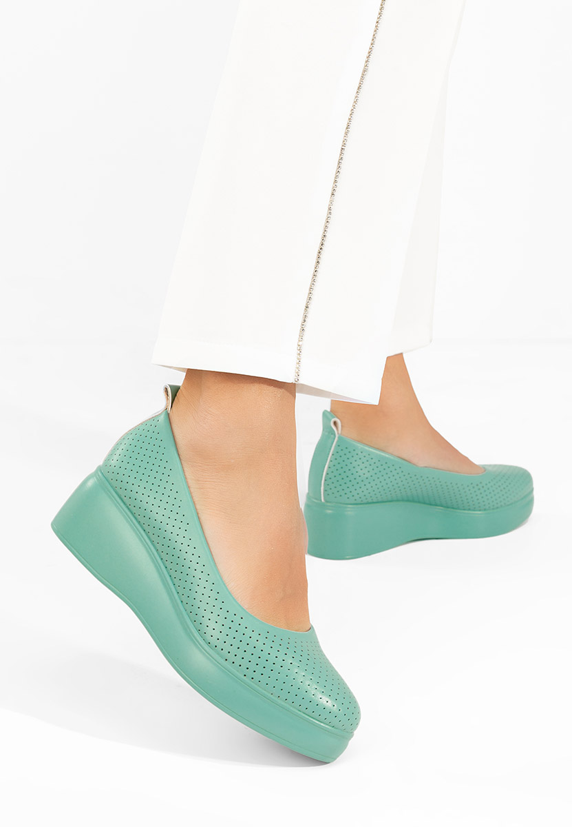 Latefa zöld telitalpú platform cipő