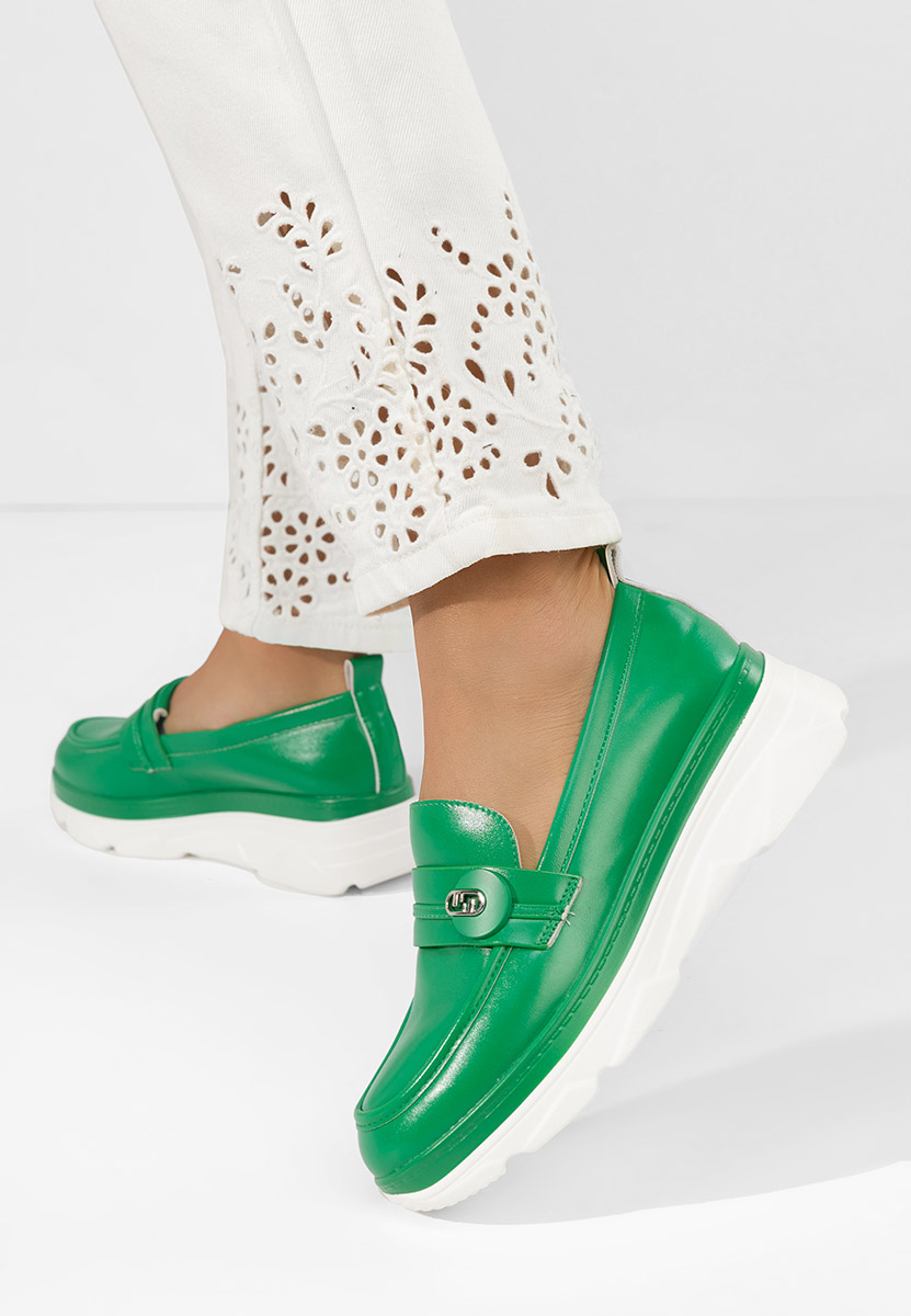 Anhelica zöld platform mokaszin