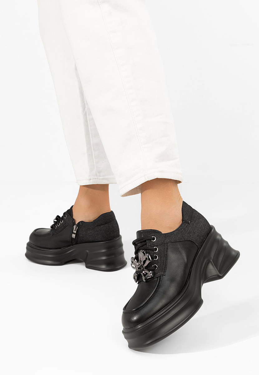 Manilla fekete női loafer cipő