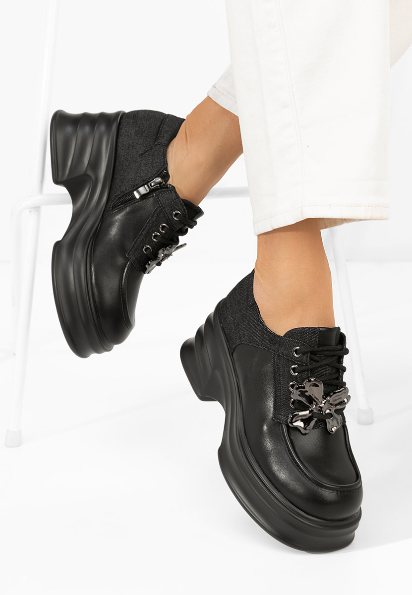 Manilla fekete női loafer cipő