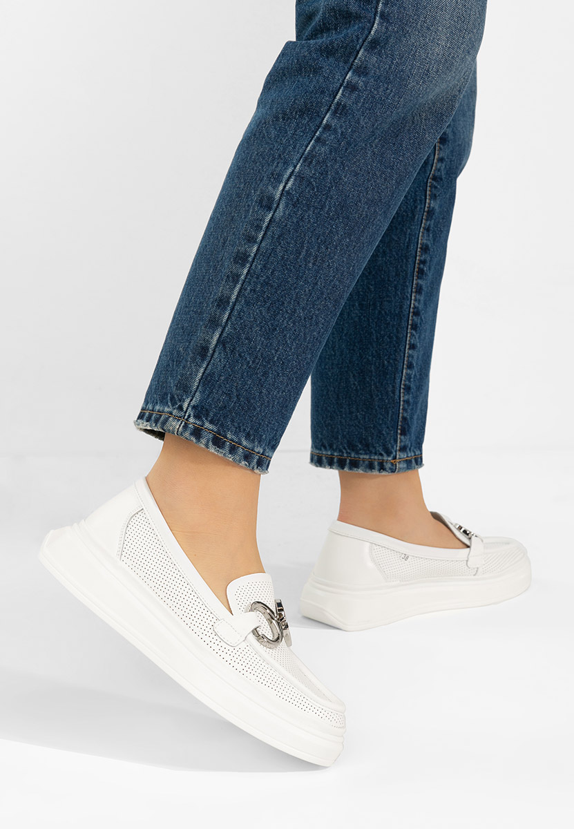 Hermiona fehér bőr mokaszin női