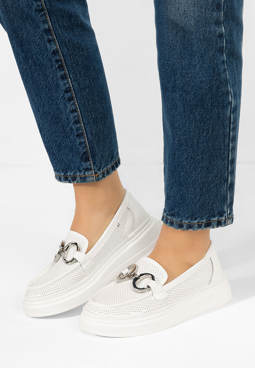 Hermiona fehér bőr mokaszin női