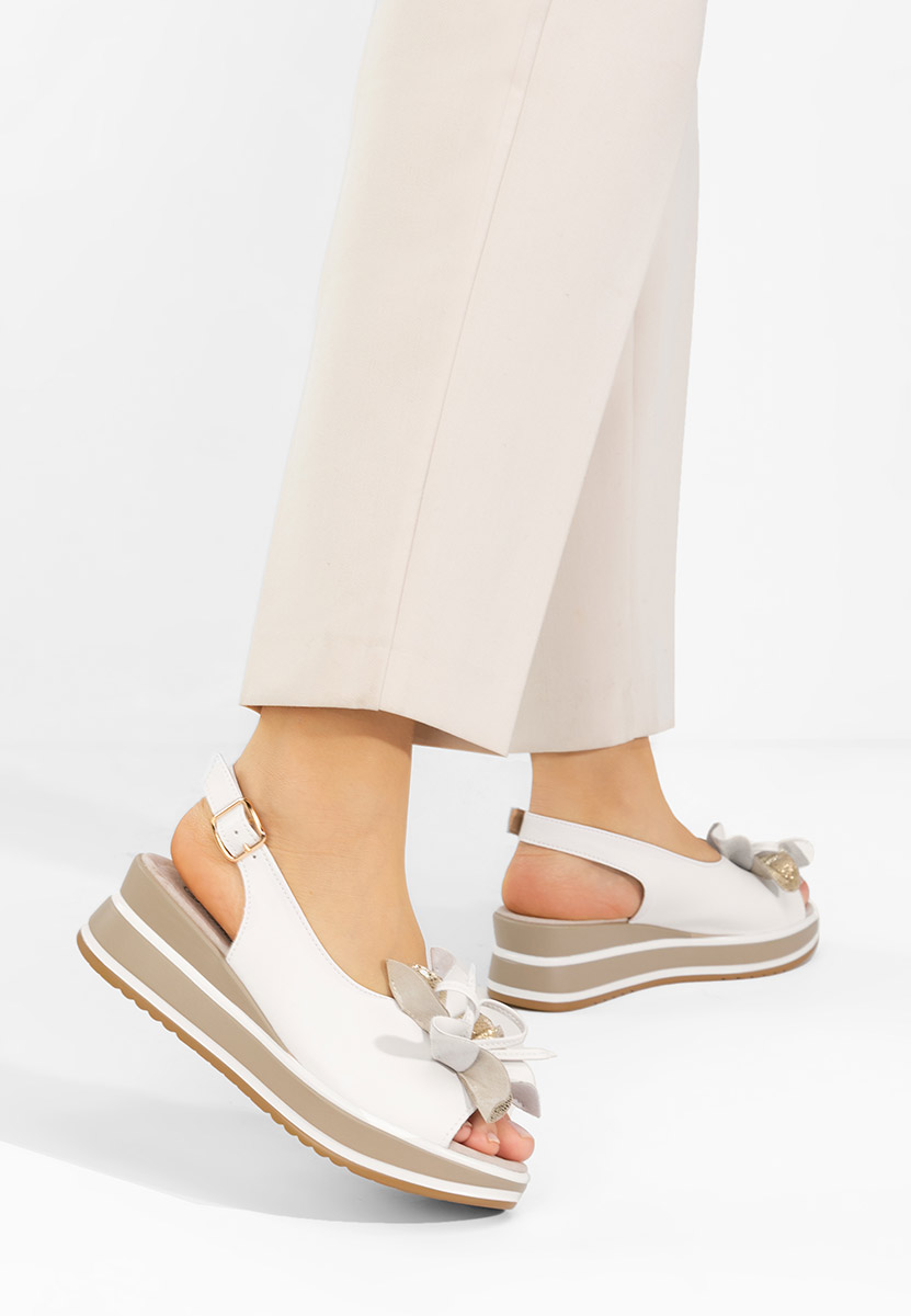 Rafaelia fehér bőr telitalpú szandál