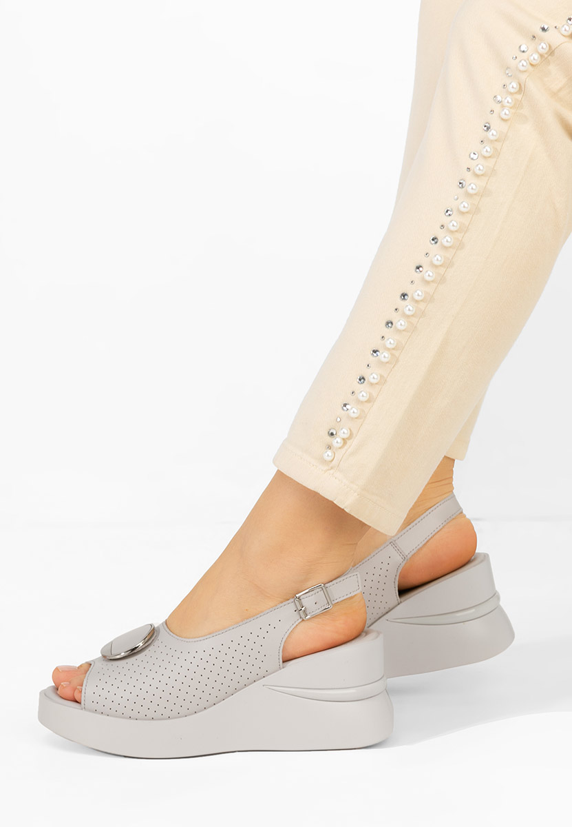 Zinalia szürke bőr platform szandál