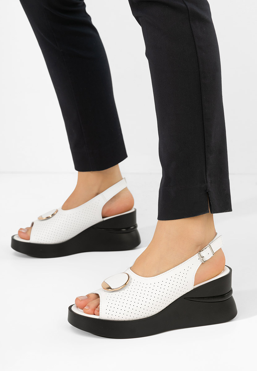 Zinalia fehér bőr platform szandál
