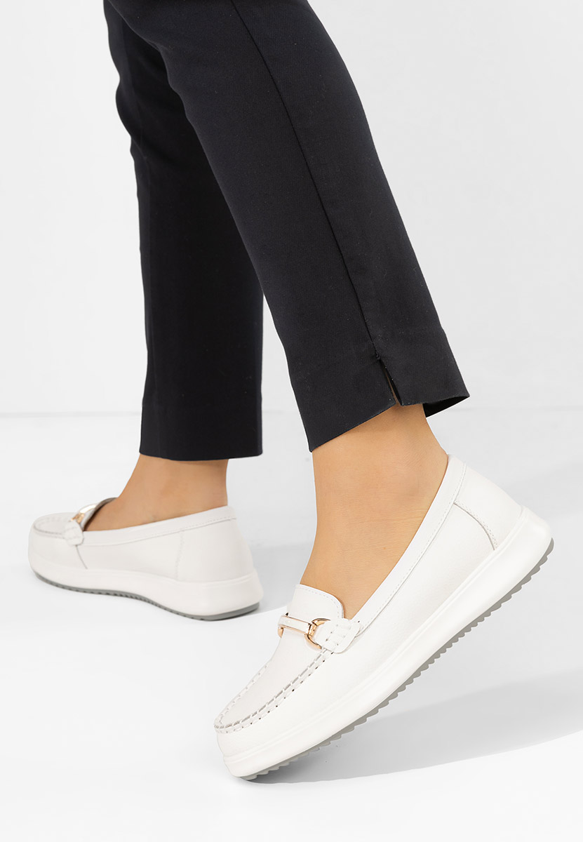 Nessie fehér bőr mokaszin női