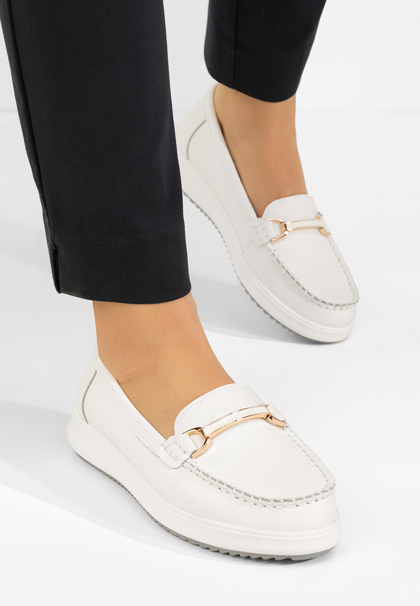 Nessie fehér bőr mokaszin női