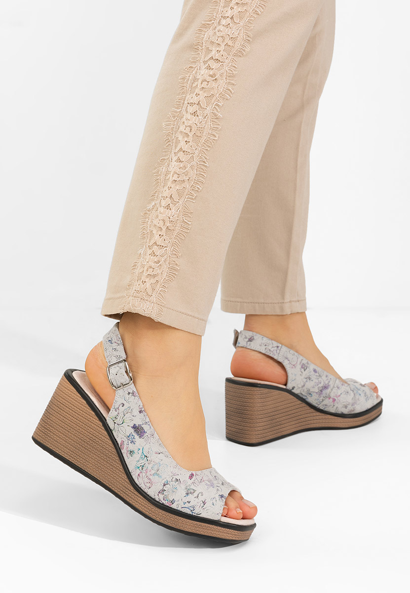 Samiria szürke bőr platform szandál