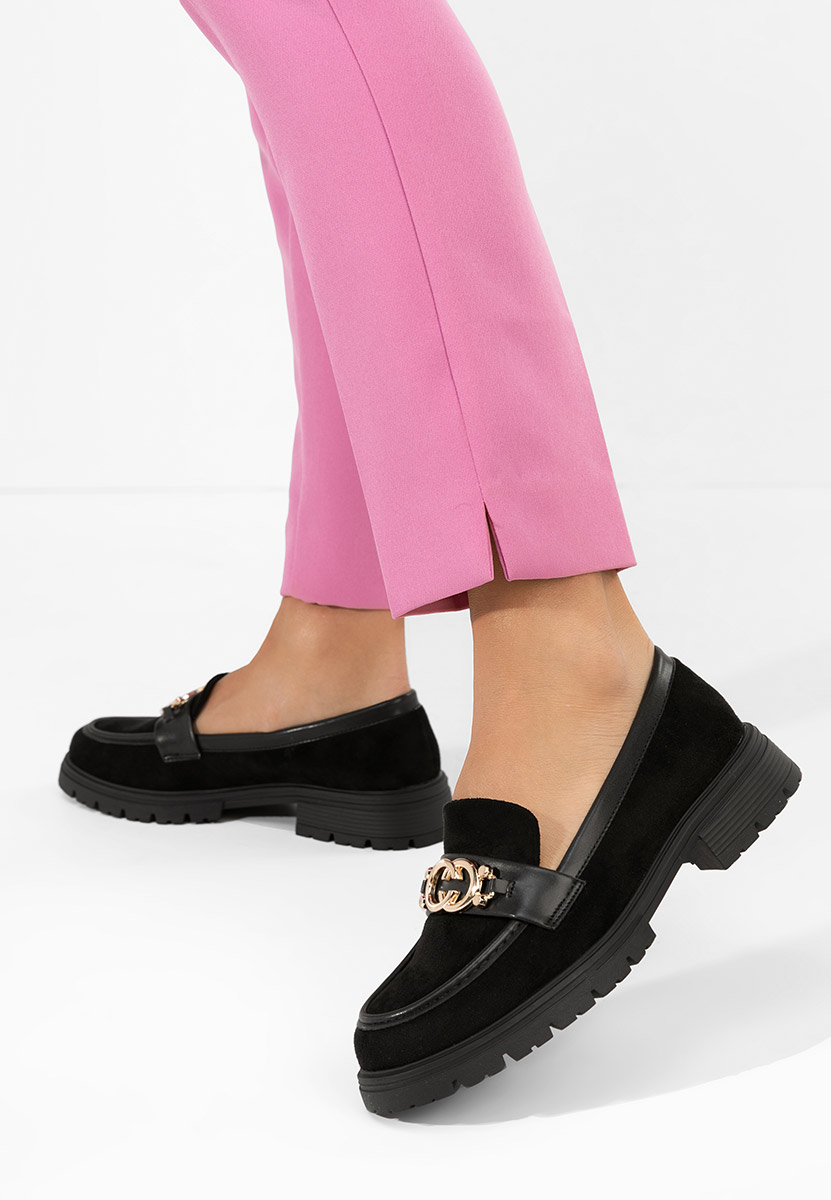 Lenisia fekete női magas talpú mokaszin