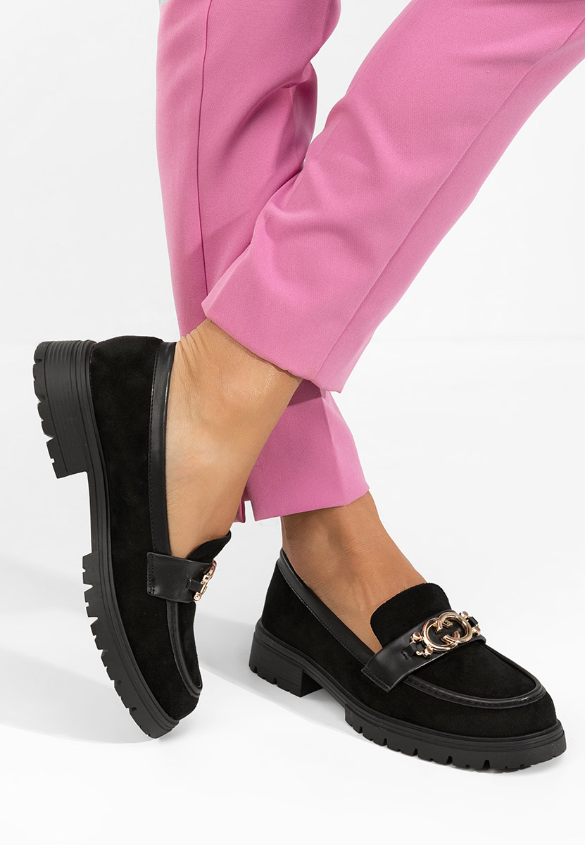 Lenisia fekete női magas talpú mokaszin