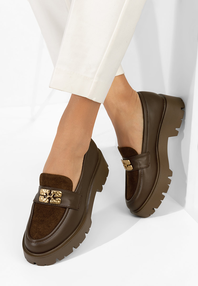 Karamela barna női telitalpú mokaszin