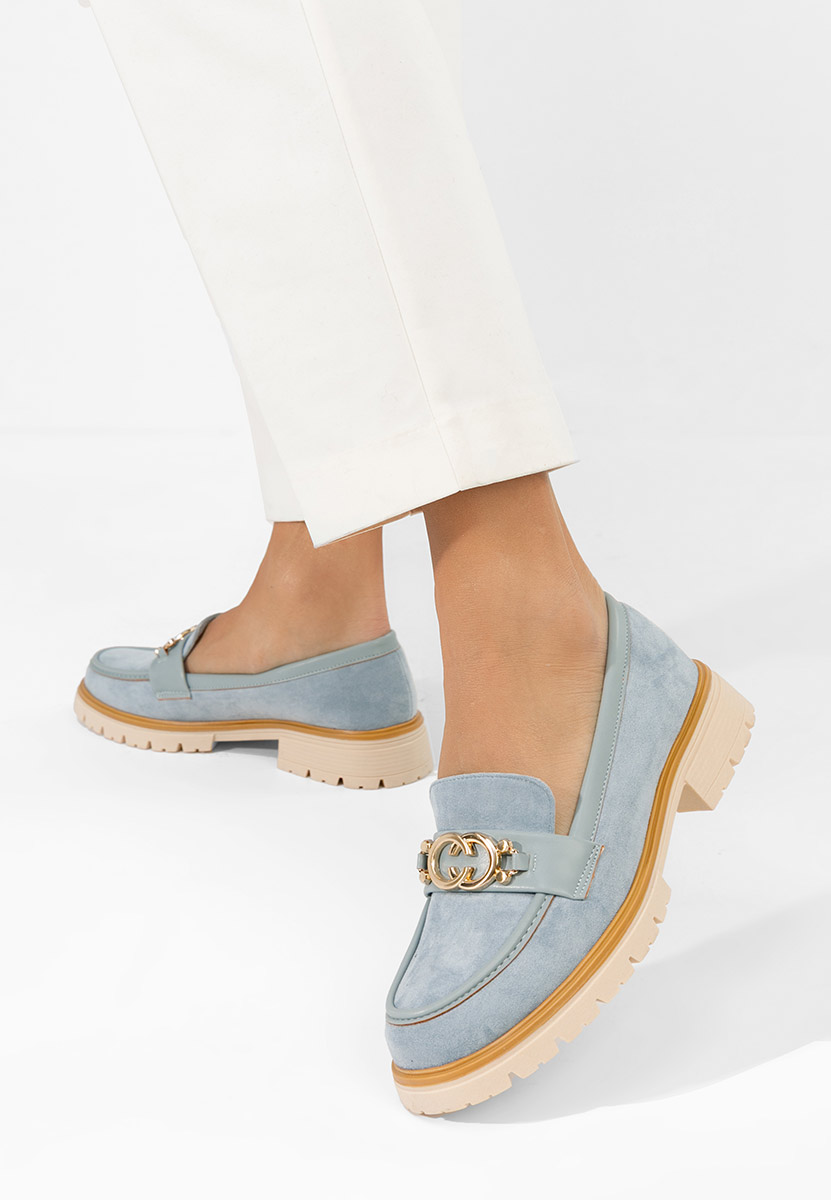 Lenisia kék női magas talpú mokaszin