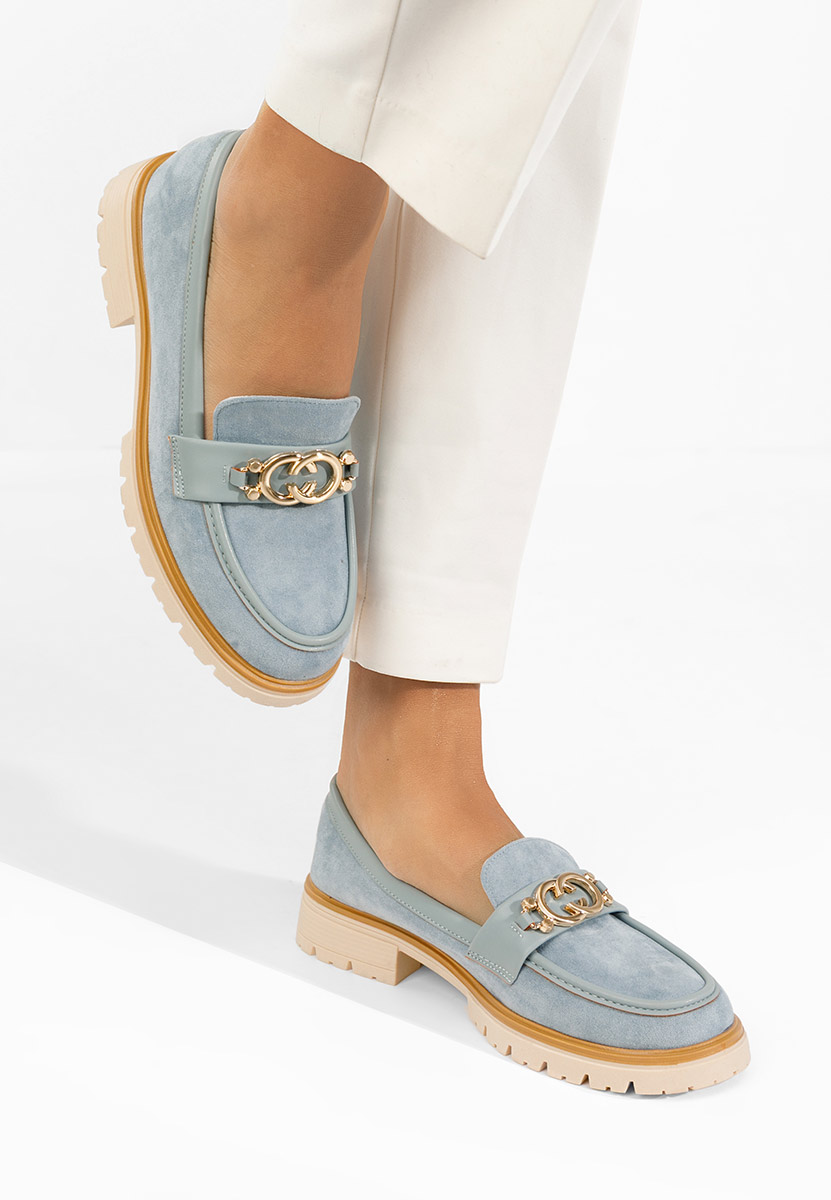 Lenisia kék női magas talpú mokaszin