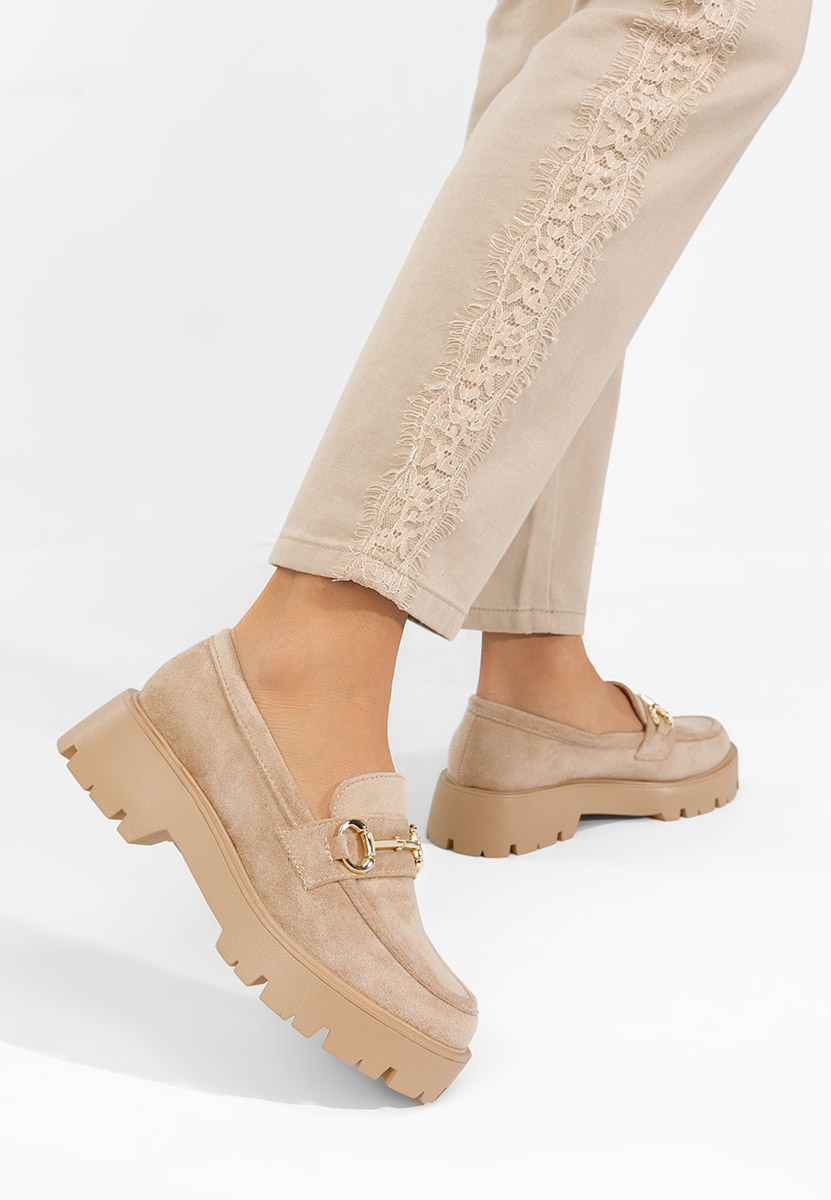 Belvina bézs női telitalpú mokaszin