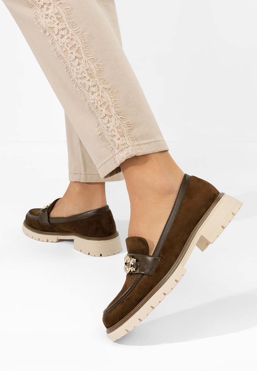 Lenisia barna női magas talpú mokaszin