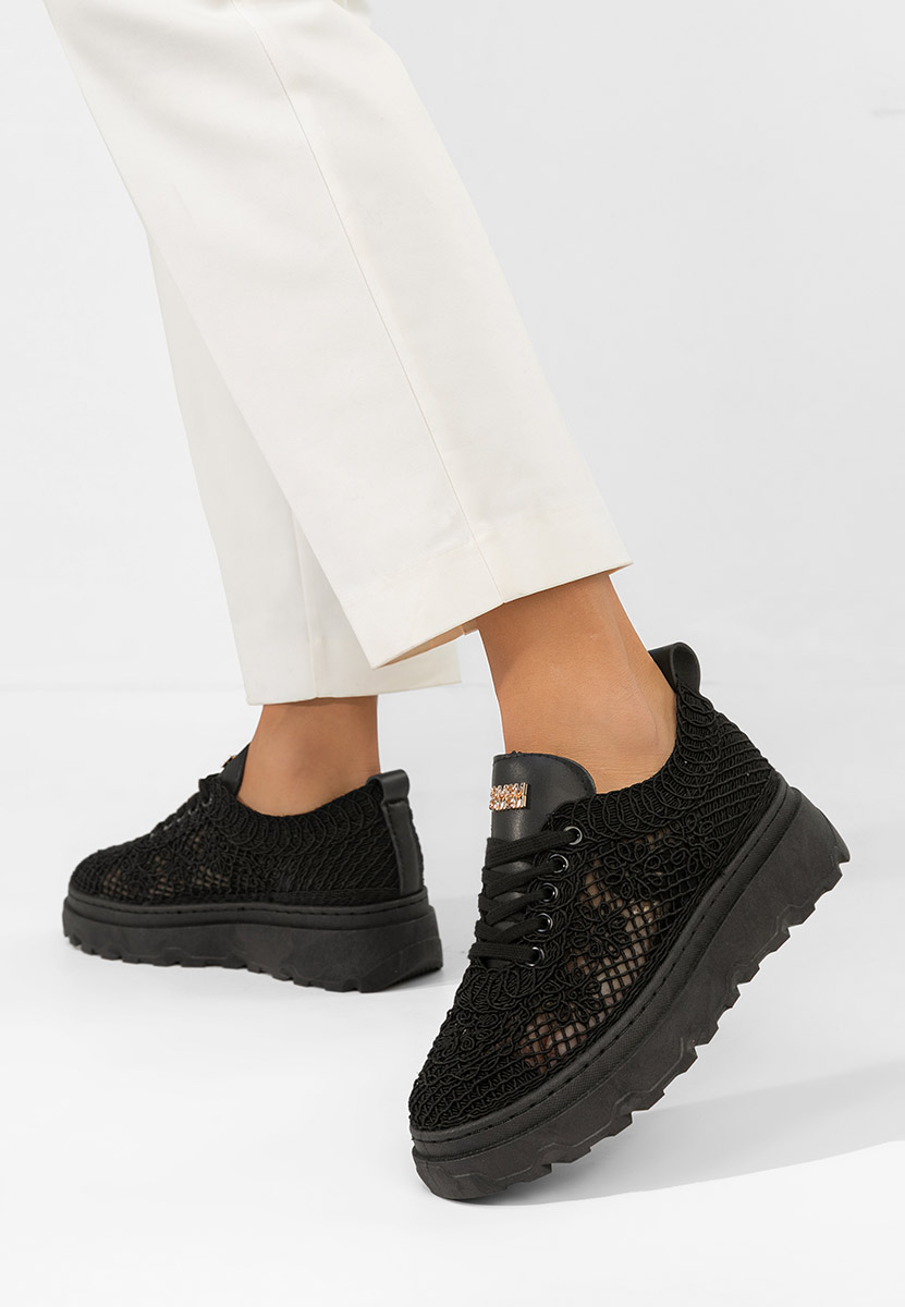 Rossela fekete telitalpú platform sneaker