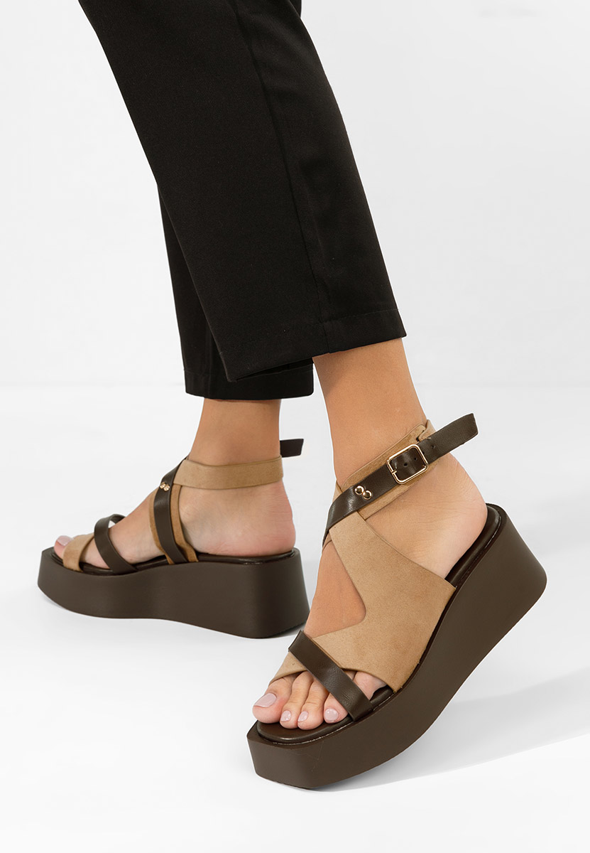 Kataline khaki platform szandál szandál
