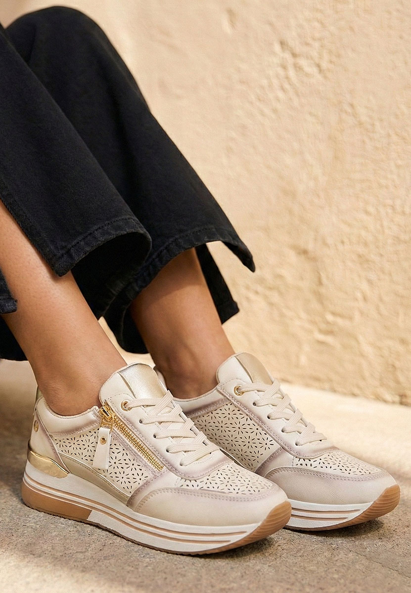 Reita bézs telitalpú platform sneaker