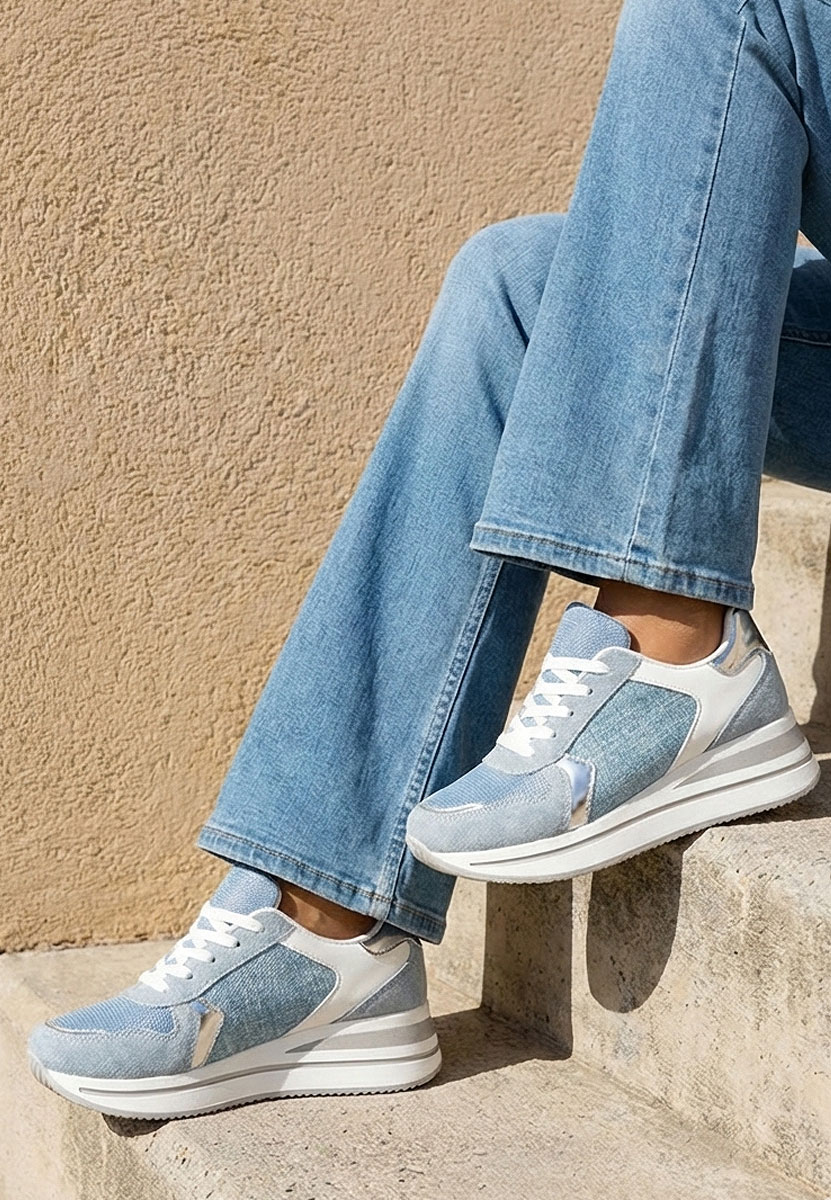 Sidnei kék telitalpú platform sneaker