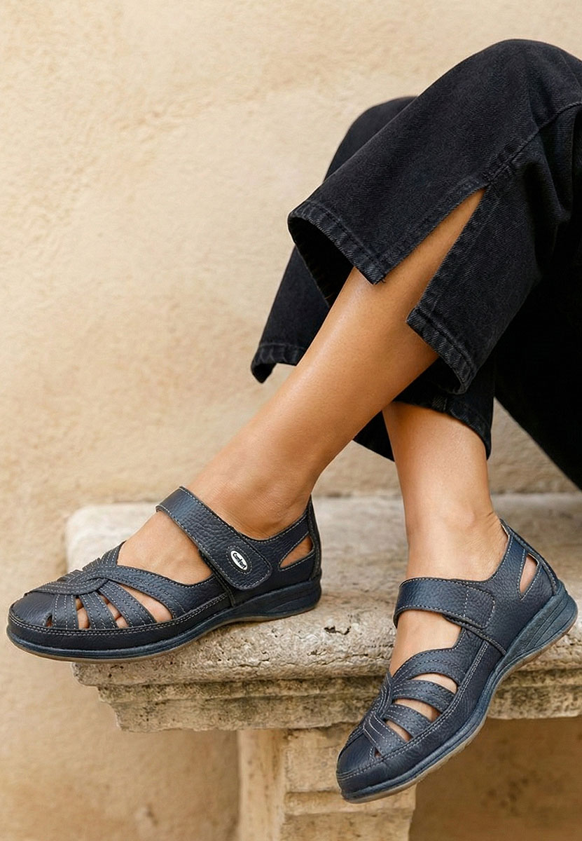 Parina kék bőr balerina cipő