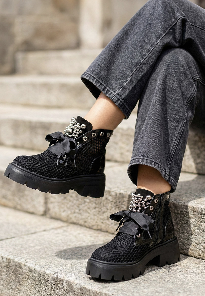 Marcania v2 fekete őszi női bokacipő