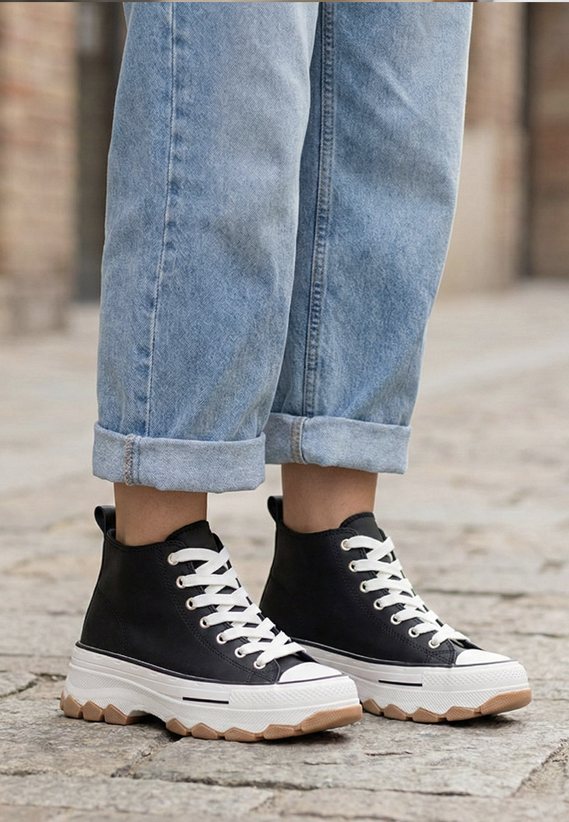 Raviana v5 fekete platform teniszcipő