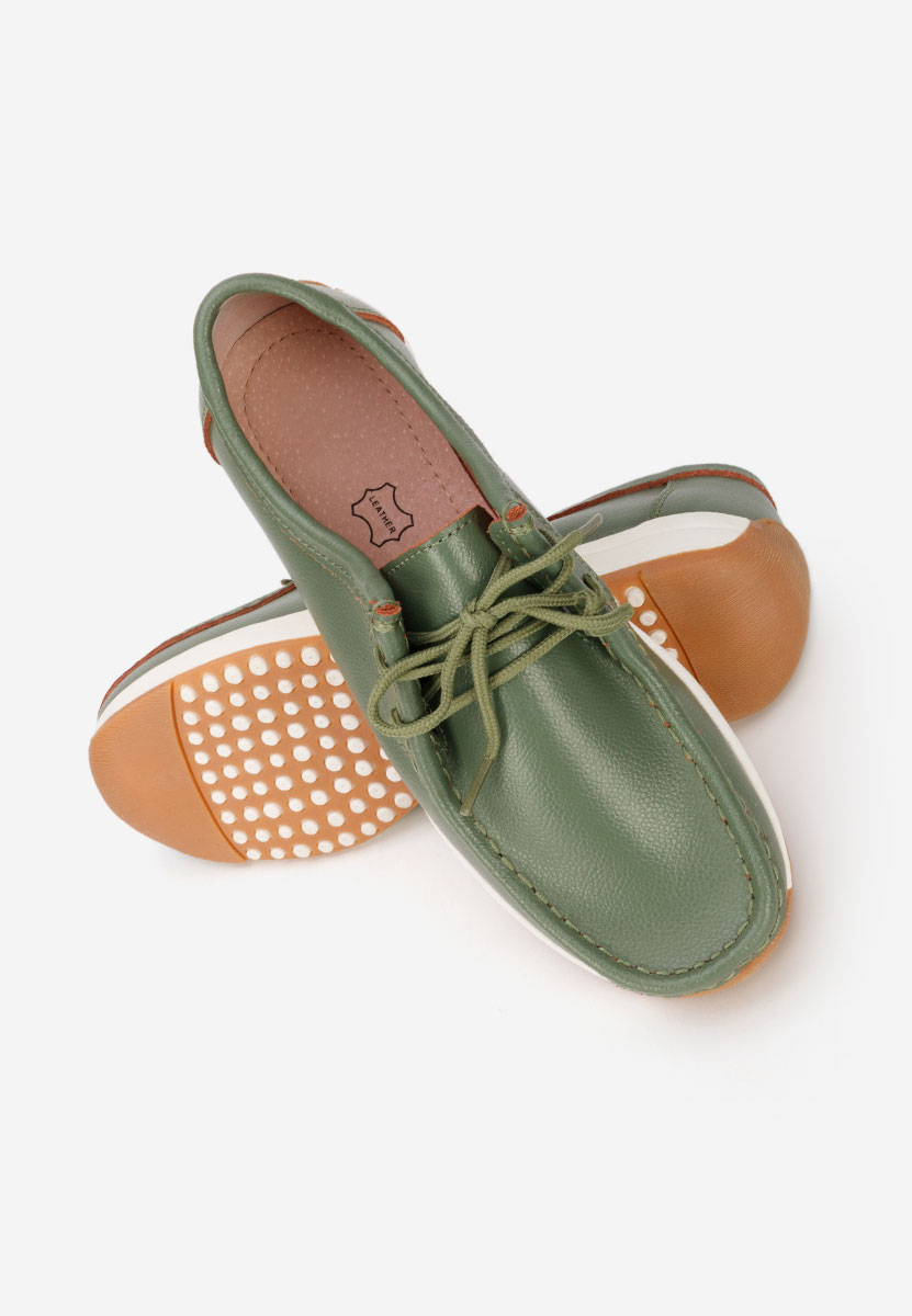 Solenia zöld bőr mokaszin