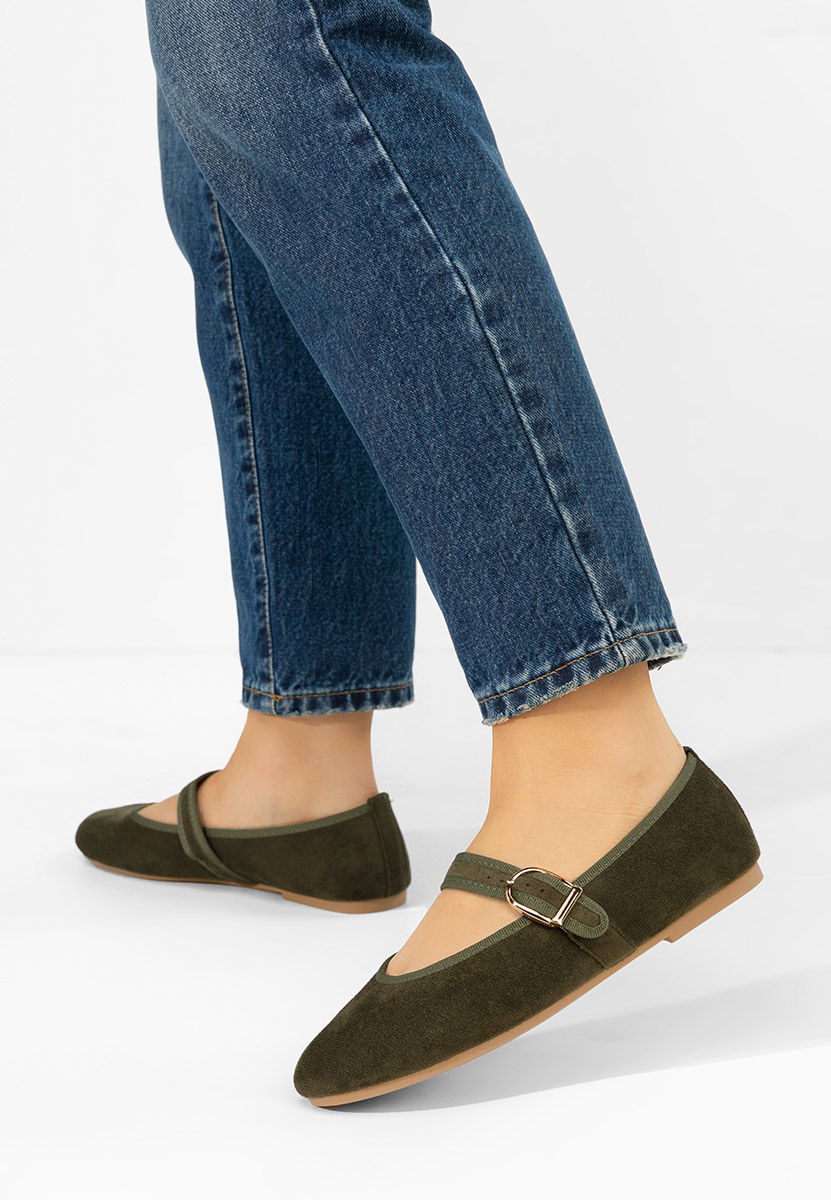 Alecsona zöld pántos balerina cipő