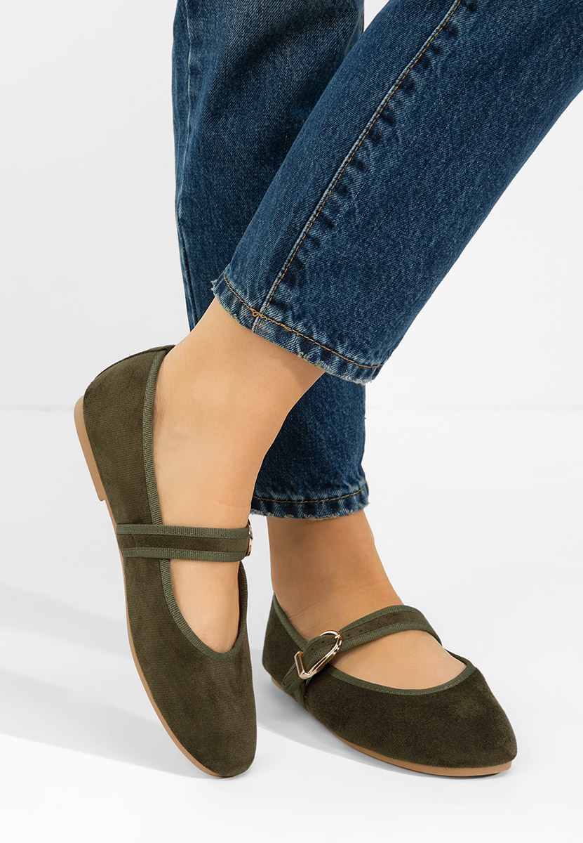 Alecsona zöld pántos balerina cipő