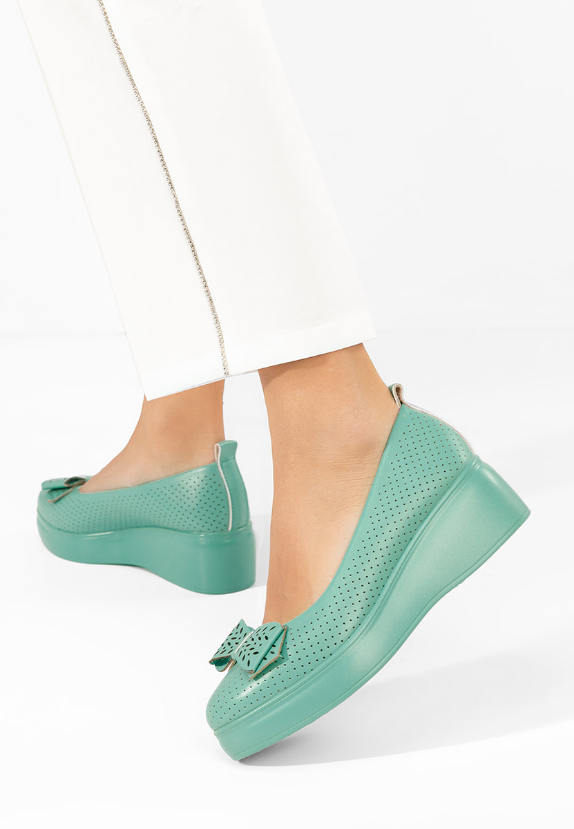 Latefa zöld telitalpú platform cipő