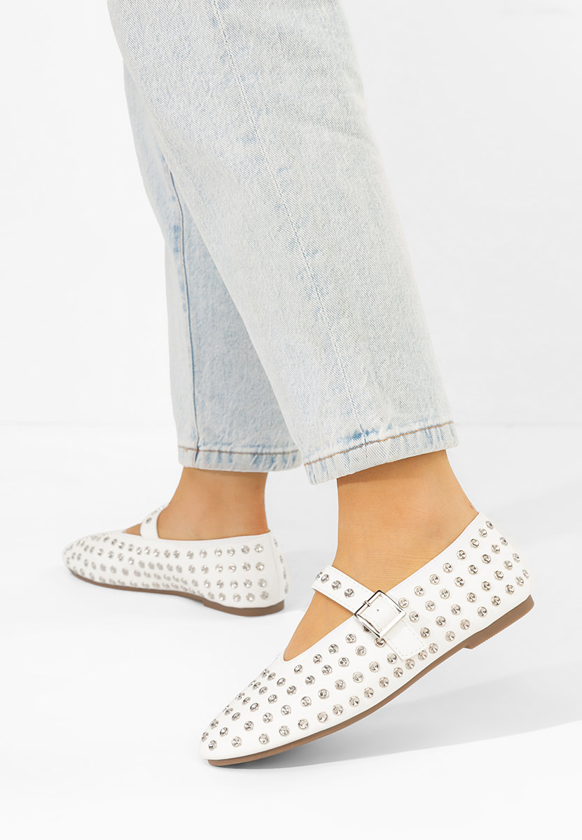 Karem fehér pántos balerina cipő