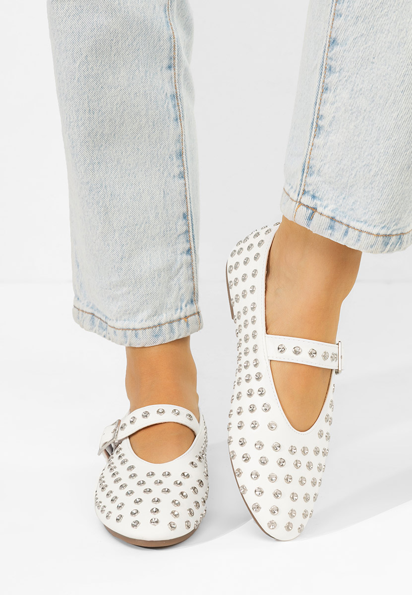 Karem fehér pántos balerina cipő